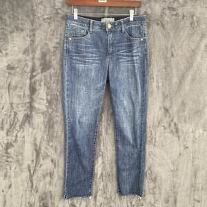 Wit and Wisdom Women's 4 Blue raw edge Ankle Jeans, Mid-Rise elastic waist